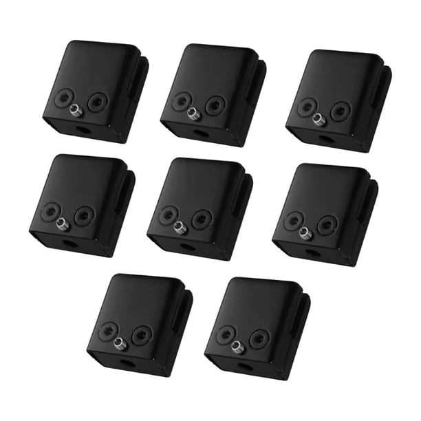 8 piezas de abrazadera de vidrio cuadrada ajustable para pasamanos de escalera interior negro