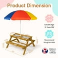 thumbnail image 6 of UBesGoo 3-in-1 Child Outdoor Convertible Activity Sand & Water Picnic Table w/ Umbrella, Kids Picnic Water Sand Table w/ Play Boxes, Natural, 6 of 9