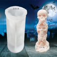 thumbnail image 2 of Molde de vela de calavera 3D, columna de Molde de resina de silicona para Halloween, velas de aromaterapia, fundición de resina, fabricación de cera casera, 2 of 5