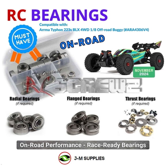 RCScrewZ Metal Shielded Bearings ara060b for Arrma Typhon 223s BLX 4WD 1/8 Buggy (#ARA4306V4) | SET