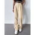 thumbnail image 4 of Pantalones de Traje de Pierna para Mujer, Pantalones Largos Informales de Negocios con Cintura Holgada y Corte Holgado Albaricoque M, 4 of 7