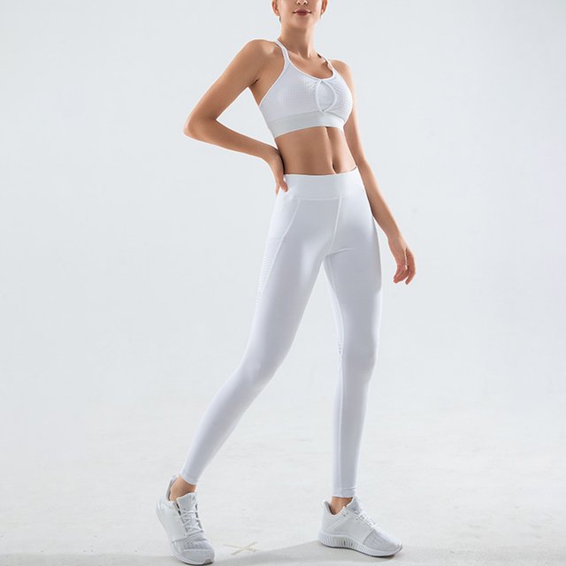 Trajes de 2 piezas para mujer Sujetadores deportivos sin mangas Cintura alta Leggings de yoga sin co Abanopi Trajes De Yoga