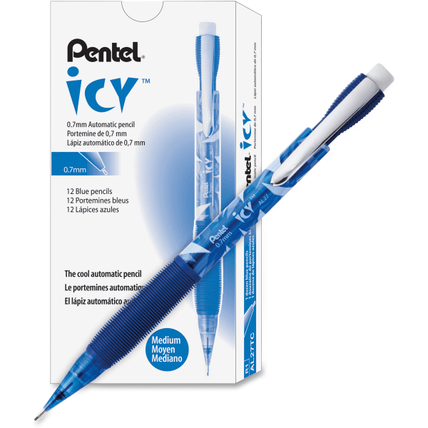 Pentel Icy Mechanical Pencil 0.5 mm Transparent Smoke Barrel 24/Pack AL25TASWSPR 