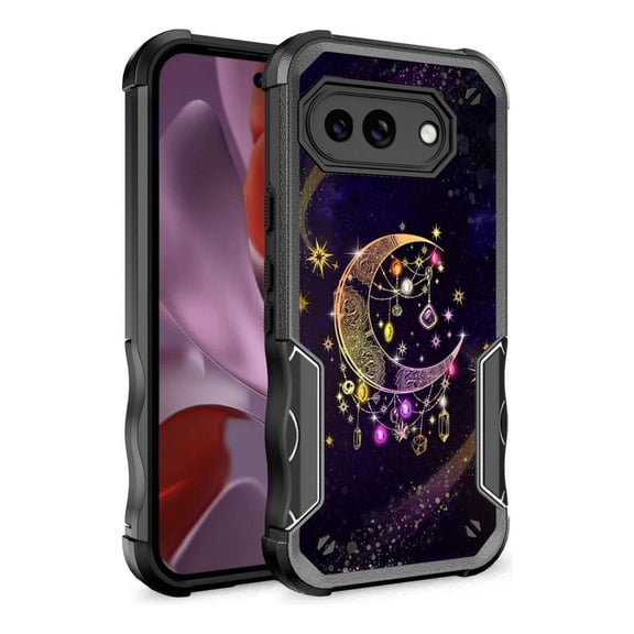 Rosebono Compatible With Google Pixel 9A Case, Hybrid Dual Layer Graphic Design Pattern Heavy Duty Protection Case For Google Pixel 9A (Wiccan)