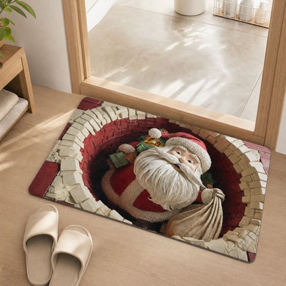 Christmas Door Mat Entryway Floor Mat Absorbent Non Slip Bathroom Rug Dirt Resistant Easy Care for Indoor Home Doorway 1Pc A