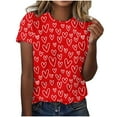 thumbnail image 2 of Meichang T-Shirts de la Saint-Valentin pour Femmes, Col Rond, Imprimé Cœur, Coupe Ample, Manches Courtes, Couple Mignon, 2 of 3