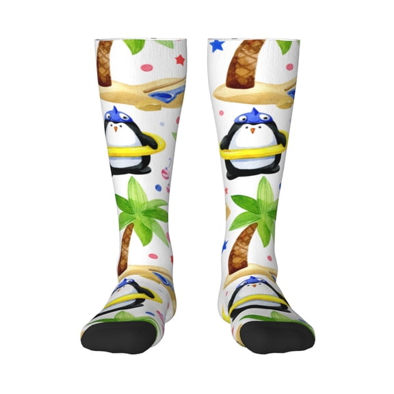 Logiee Penguins On The Beach Print Gift Stocking Stuffers,Adult Stockings,Novelty Socks,Funny Socks Birthday Running Walking Sleeping