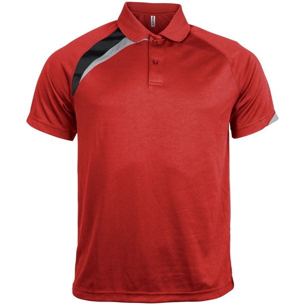 Kariban Proact - Polo Transpirable de manga corta Modelo Quick Dry para caballero/hombre - Verano/ Vacaciones (Rojo/Negro/Gris tormenta)