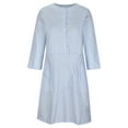 thumbnail image 4 of CALAFEBILA Button Down Winter Dresses for Women Knee Length Cotton Linen Long Sleeve Midi Dresses Crew Neck Solid Color Long Womens Dresses, 4 of 8