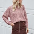 thumbnail image 4 of Fesfesfes Women Sweaters Casual O-Neck Turtleneck Solid Color Long Sleeve Pullover Sweater Sale Tops on Clearance, 4 of 9