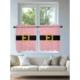 thumbnail image 4 of Christmas Pink, Tier Curtains 36 Inch Length, Sheer Curtains for Bedroom Living Room Window Blush Santa Claus Black Belt Rod Pocket Voile Drapes Kitchen Curtains Small Half Window 27.5"x36" 2 Panels, 4 of 7