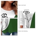 thumbnail image 4 of Long Sleeve Print T Shirt Round Neck Color Blocking Casual Loose Comfortable Blouse for Shopping Party Travel Green S, 4 of 5