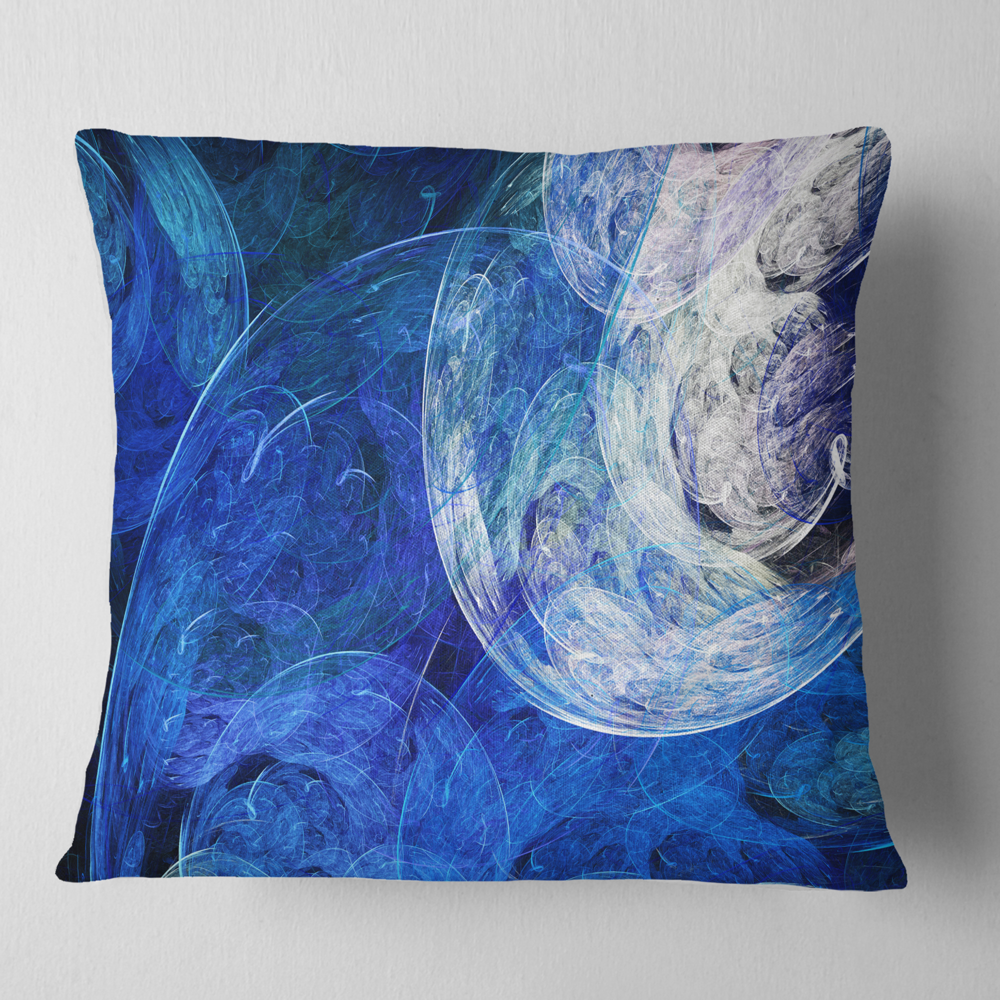 Designart Blue Swirling Clouds - Abstract Throw Pillow - 16x16
