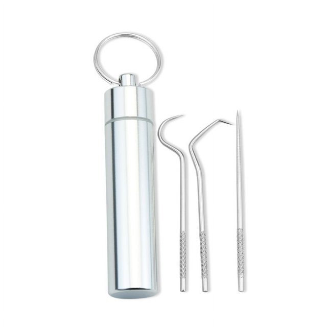 Palillo de dientes portátil de acero inoxidable 304, línea de uso de hilo dental metálico, juego de herramientas de limpieza de dientes bucales, respetuoso con el medio ambiente, ideal para la salud