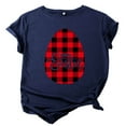thumbnail image 1 of Pompotops Plus Size Easter Short Sleeves O-neck Printing Casual Blouse T-shirt Tops, 1 of 3