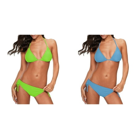 (2-Pack) 2025 New Women Bandeau Bandage Bikini High Waist Bikini Set Push Up Brazilian Full Coverage Bikini Top Swimwear Beachwear Swimsuit