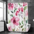 thumbnail image 6 of Pink Flowers with Leaves Shower Curtain for Bathroom, 6 of 6