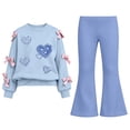 thumbnail image 2 of Asgosdo Fall Two Piece Sets for Girls Bow Long Sleeve Top and Flared Pant Cute Casual Outfits Teen Winter Clothes Size 5-15Y, 2 of 8