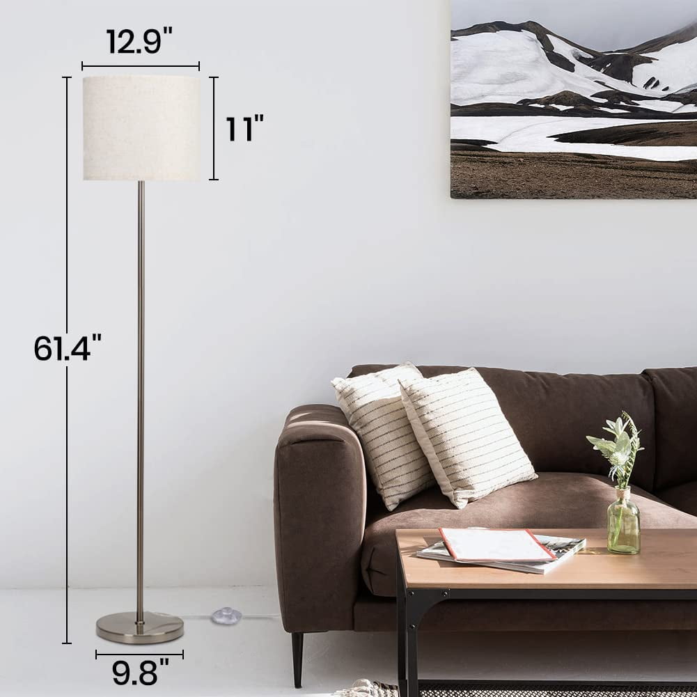 Floor Lamps Modern Floor Lamp With Drum Shade, Standing Lamp For Living Room Bedroom Office Study Room With Foot Switch
