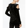 thumbnail image 2 of Ultra Flirt Womens Cold Shoulder Knit Blouse, Black, Small, 2 of 2