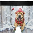 thumbnail image 4 of Playful Chinese Shar-Pei Welcomes Winter Snowy Day with Cardinal Bird All Over Print Boxer Briefs Underwear for Men Dad Dog Lover - 120177, 4 of 6