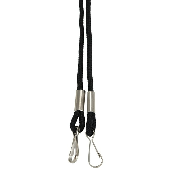 SICURIX Lanyard, Rope Style, 2 J Hooks, Black, Pack of 24