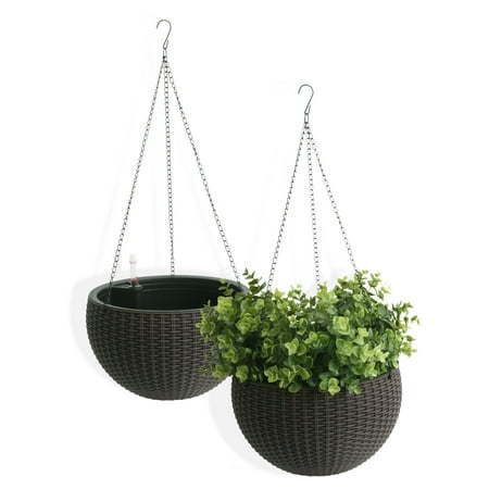 UPC 067151141273 product image for Algreen Self Watering Modena Wicker Hanging Basket | upcitemdb.com