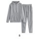 thumbnail image 3 of Sonducket El chándal con capucha de los deportes del poliéster para las mujeres cómodas y elegantes suda las sudaderas con capucha del conjuntos de ropa gris claro+S, 3 of 6