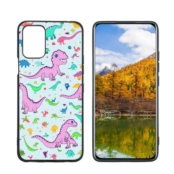 Compatible with LG Q52 Phone Case, Cute-Dinosaur-T-Rex-Dino44 Case Men Women, Flexible Silicone Shockproof Case for LG Q52