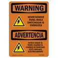 thumbnail image 1 of SignMission OS-WS-A-1218-L-12691 12 x 18 in. OSHA Warning Sign - Never Remove Panel Bilingual, 1 of 1
