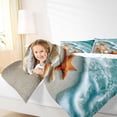 thumbnail image 3 of jejeloiu Hawaii Sea Beach Full Size Comforter Sets For Girls,Starfish Seashell Print Bedding Comforter Set,Turquoise Sand,Reversible,3pcs,1 Comforter and 2 Pillowcases, 3 of 7