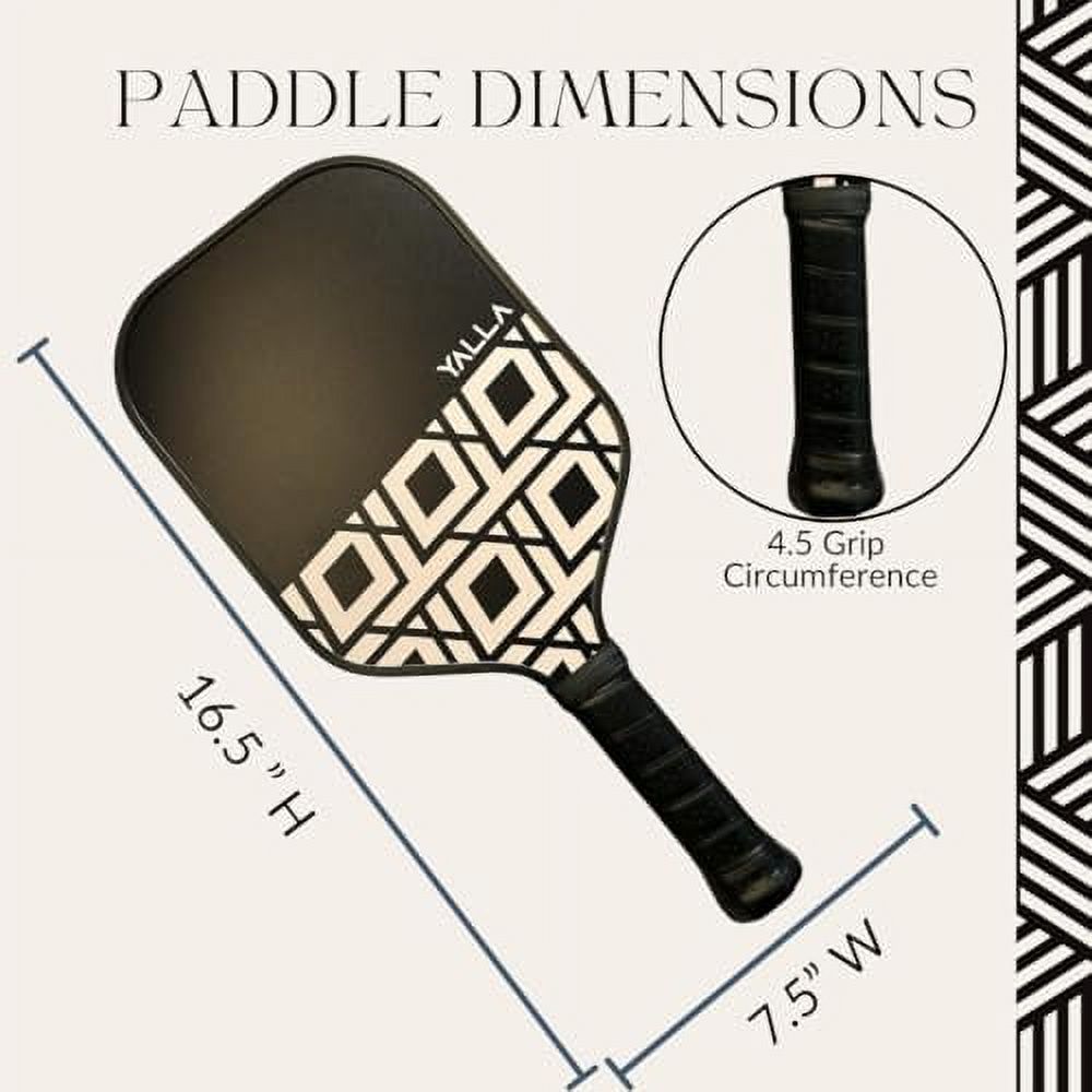 Yalla Ultra-Chic Carbon Fiber Pickleball Paddle, Pro-Size, Honeycomb Design