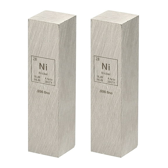 Uxcell 2Pcs Nickel Cube, 0.5x2" Ni Density Stick High Density Element Rod Unique Metal Cube Periodic Table of Elements Collections Lab Experiment Teacher Scientific Classes, Square