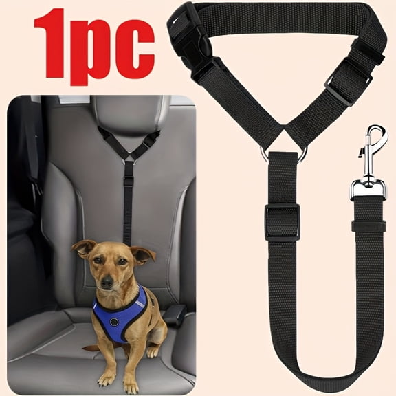 [Dog Car Safety Belt] Adjustable Pet Dog Car Safety Belt with G-Harness Restraint - Travel Traction Belt for SUVs, Sedans & Minivans, Machine-Washable Dog Belt for Trips (fits Headrest)