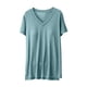 thumbnail image 2 of Blusa de pijama de manga corta para mujer, lisa, informal, a la moda, con cuello regular, de manga corta, 2 of 4