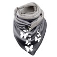 thumbnail image 1 of Women Flowers Butterfly Print Cotton Winter Warm Button Up Scarf, 1 of 3