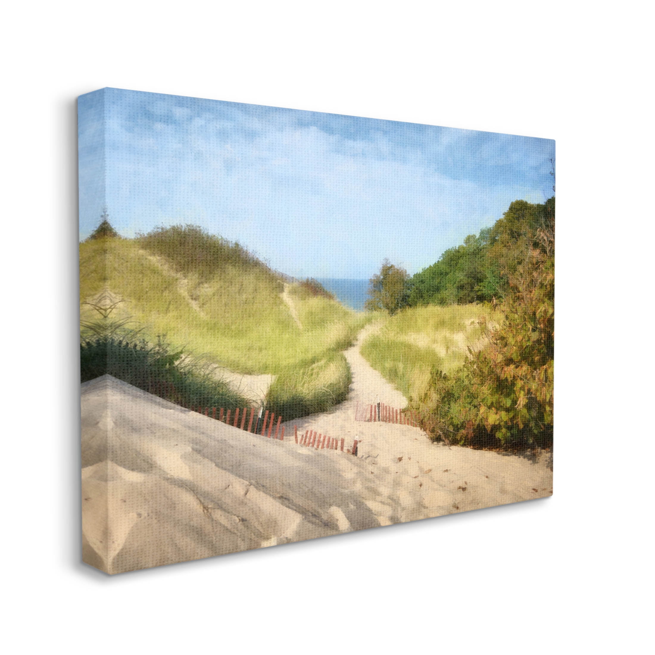 Sandy Summer Beach Path Landscape Graphic Art Gallery Wrapped Canvas Print Wall Art