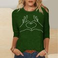 thumbnail image 2 of Tops de Cuello Redondo para las Mujeres Moda Impresa 3/4 Mangas Blusa Casual Top, Estante de Imitación, 2 of 5