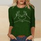 thumbnail image 2 of Tops de Cuello Redondo para las Mujeres Moda Impresa 3/4 Mangas Blusa Casual Top, Estante de Imitación, 2 of 5