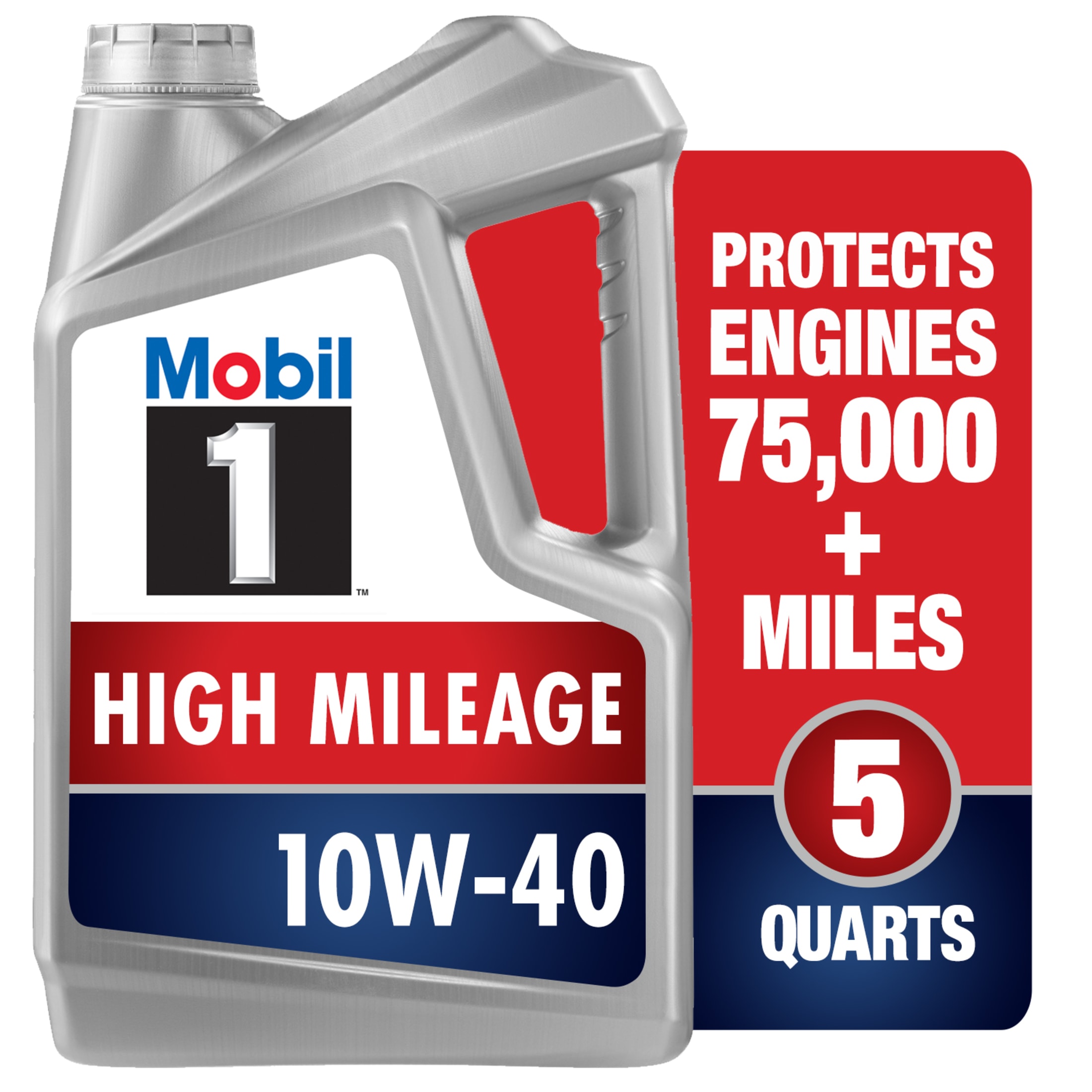 Mobil 1 High Mileage Full Synthetic Motor Oil 10W-40, 5 Quart - image 3 of 9