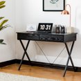 thumbnail image 1 of Glitzhome 43.25"L Home Office Desk Table Workstation PC Computer Desk with 1 Outlet and 2 USB Charging Portsv Student Desk, 1 of 1
