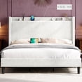 thumbnail image 6 of Merluxy King Bed Frame with Charging Station and Storage Headboard,Corduroy,Adult,White, 6 of 9