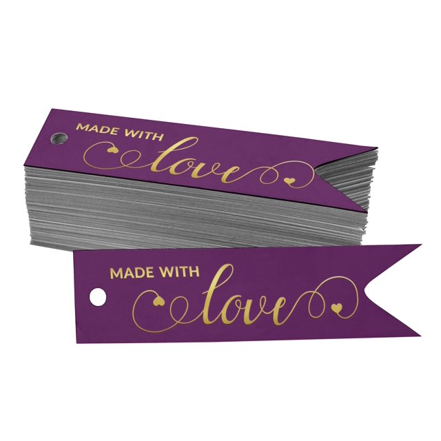 Inkdotpot Real Gold Foil Made With Love Text Tags Favor Hang Paper Tags 100 Pieces