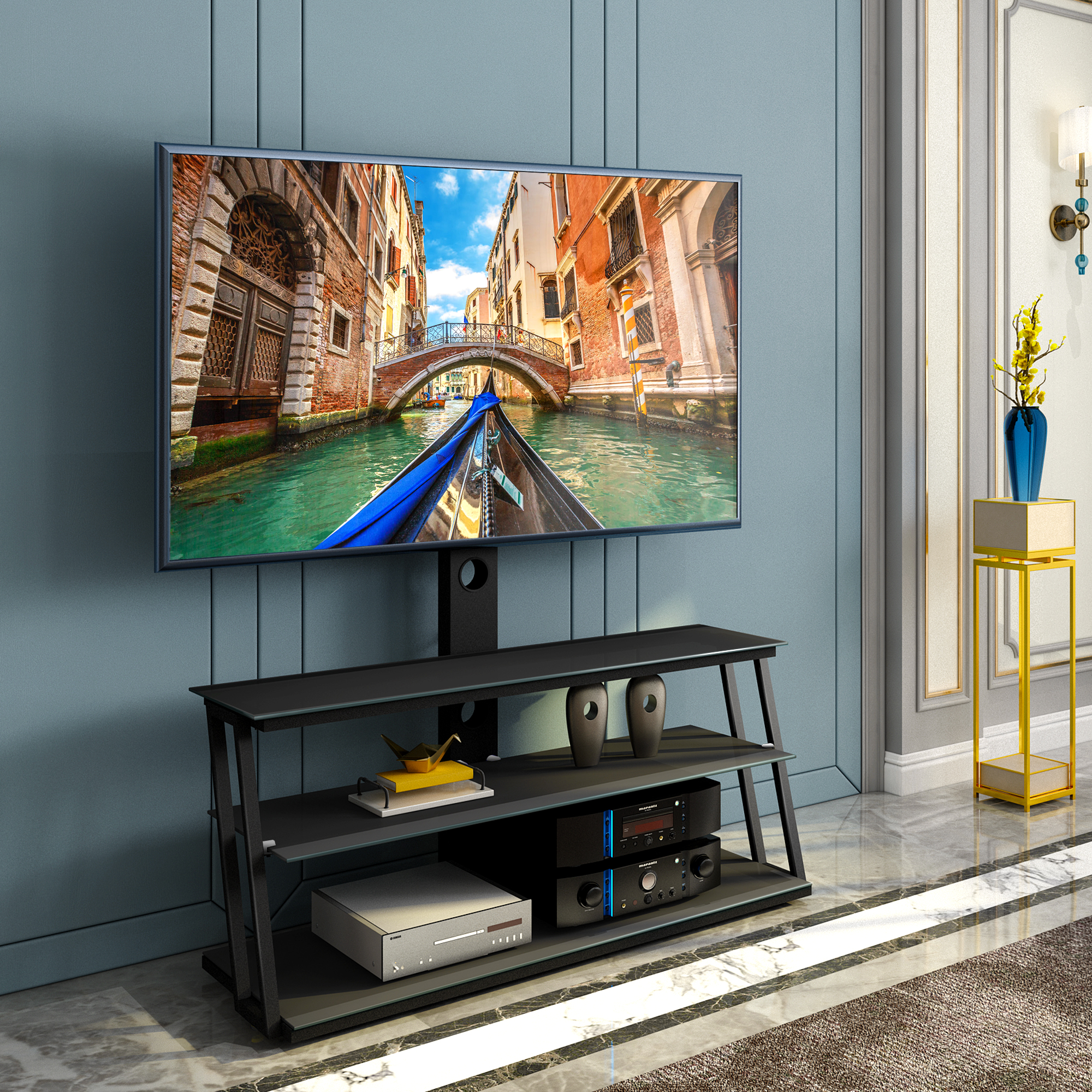 Swivel Floor TV Stand With Mount Universal TV Stands Entertainment 