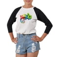 thumbnail image 1 of Neon Chameleon Printed 100% Cotton Elbow Sleeves Raglan T-Shirt WTS_03 M, 1 of 1