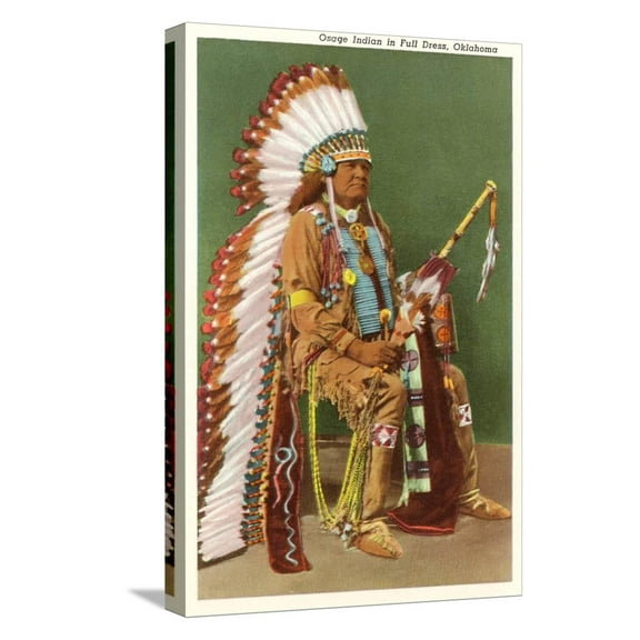 Art.com Osage Indian in Full Dress, Oklahoma Stretched Canvas Print Wall Art, 12" x 18"