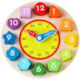 thumbnail image 2 of Wooden Alarm Clock Puzzle, Geometric Shape Sorter, Early Learning Toy, Number Time Teaching Aid, Montessori Educational Gift for Toddlers, 2 of 9