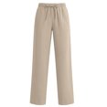 thumbnail image 3 of Womens Wide Leg Pants Casual Flowy Crepe Trousers Free Relaxed Fit Work Business with Pockets, 3 of 9