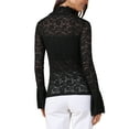 thumbnail image 3 of INSPIRE CHIC Women's Top Floral Lace Mesh Sheer Crew Mock Neck Casual Tops XL Black, 3 of 6