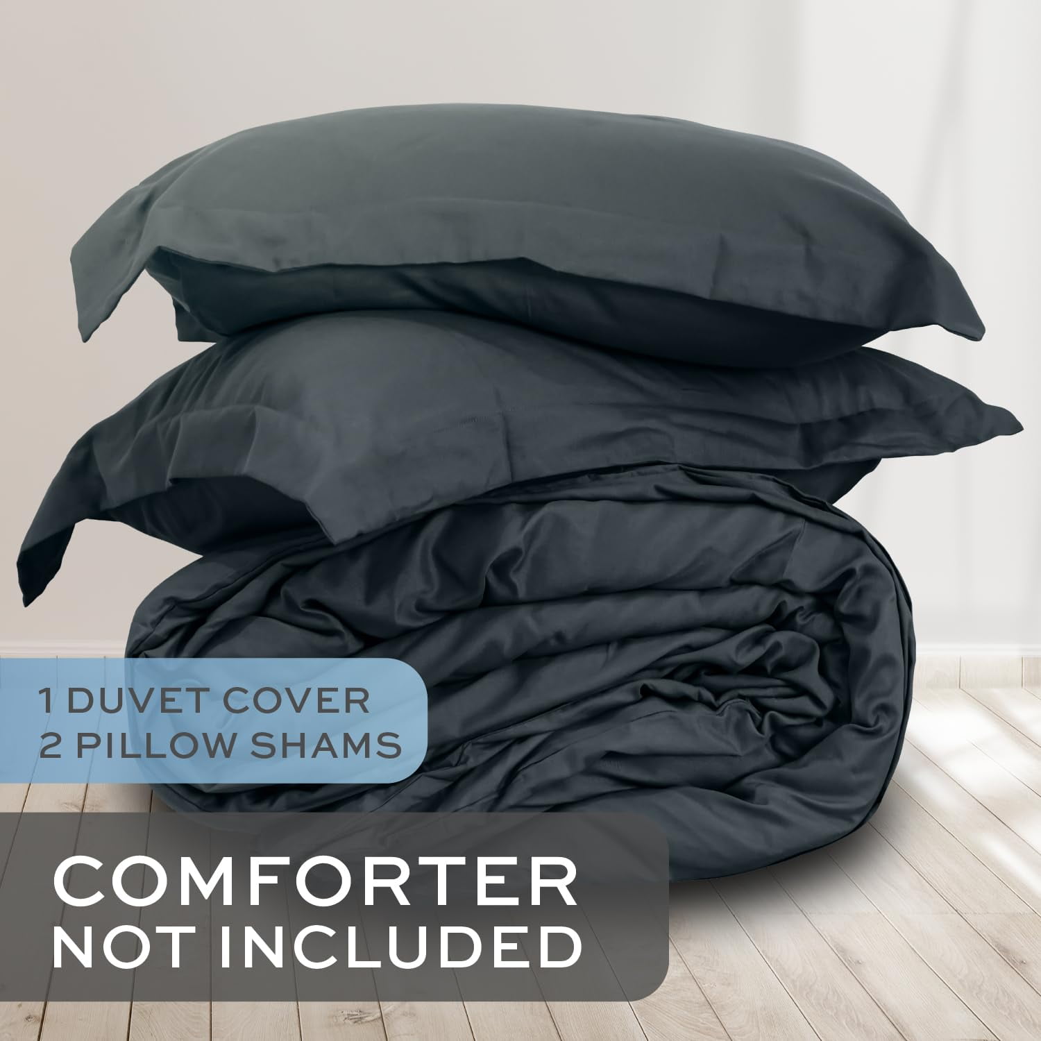 White Classic Luxury Collection 3-Piece Microfiber Zippered Duvet Cover Set, Gray, King, 104 x 90